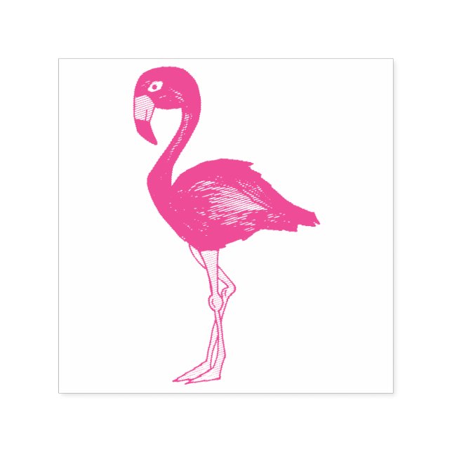 Sello Automático Flamingo Flamingos Rosado Caliente Isla Tropical (Diseño)