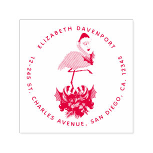 Sello Automático Flamingo rosa en Santa Hat Navidades caprichosos