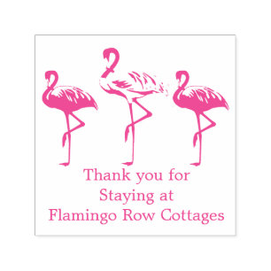 Sello Automático Flamingos Playa Costera Negocio Personalizado Grac
