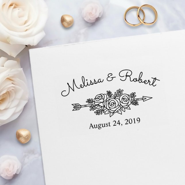 Sello Automático Flecha tribal floral Guardar el Boda de fecha (Subido por el creador)