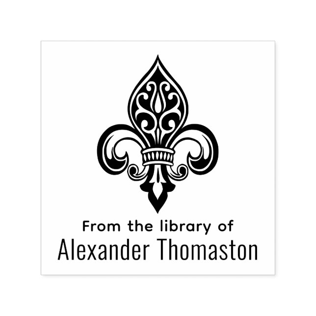 Sello Automático Fleur de Lis #26 “De la Biblioteca de” (Diseño)