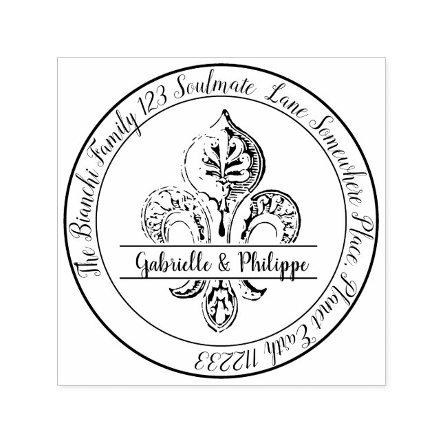 Sello Automático Fleur de Lis Cree su propia dirección de devolució (Diseño)