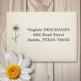 Sello Automático Flor de arte de la línea de margarita botánica