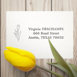 Sello Automático Flor de arte de la línea de tulipán botánica