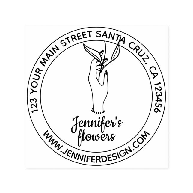 Sello Automático Flor de mano de mujer (Diseño)