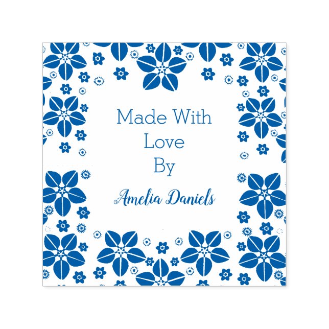 Sello Automático Flor oriental hecha con amor (Diseño)