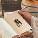 Sello Automático Flor Retro Negrita Bookplate Ex Libris Book<br><div class="desc">Sellos de libros personalizados para profesores,  bibliotecarios y amantes de los libros. Un elegante diseño floral con tu nombre y un ilustracion floral dibujado a mano. El texto está en una tipografía audaz de estilo retro. Visita nuestra tienda para más sellos de personalizado.</div>