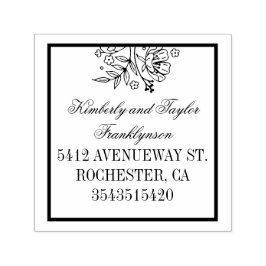 Sello Automático Floral Bouquet Elegante Boda