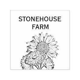 Sello Automático Floral de flores silvestres Tu nombre de negocio