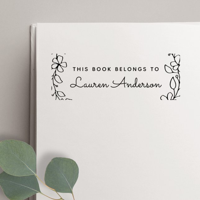 Sello Automático Floral dibujada a mano Este libro pertenece a la p (Subido por el creador)