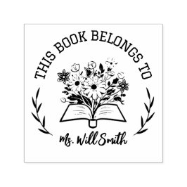 Sello Automático Floral personalizado Este Libro Pertenece Al Profe