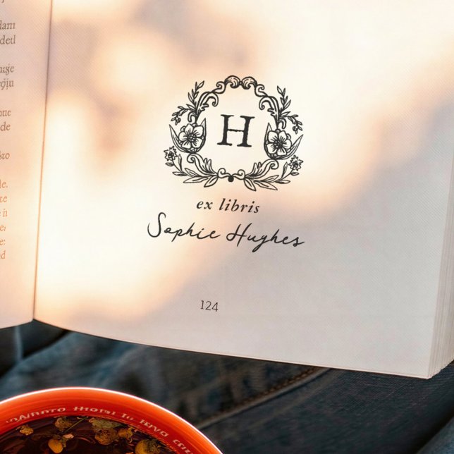 Sello Automático Floral Wreath Classic Monogram Ex Libris Book (Subido por el creador)