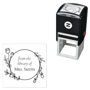 Sello Automático Floral Wreath de la Biblioteca de
