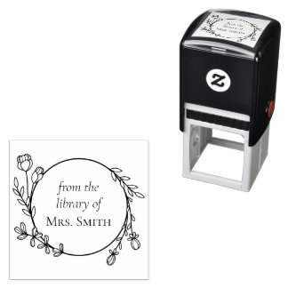 Sello Automático Floral Wreath de la Biblioteca de