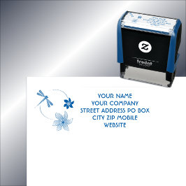 Sello Automático Flores circulares y dirección de la libélula