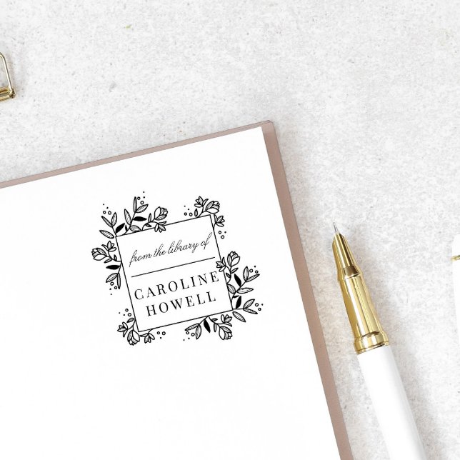 Sello Automático Flores Modernas Elegantes De La Biblioteca De (Subido por el creador)