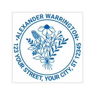 Sello Automático Flores silvestres Bouquet #1 Dirección de devoluci