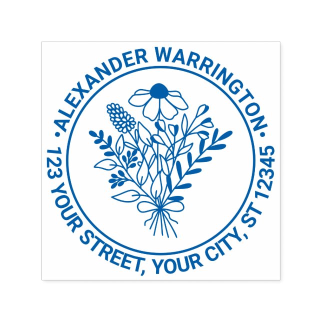 Sello Automático Flores silvestres Bouquet #1 Dirección de devoluci (Diseño)