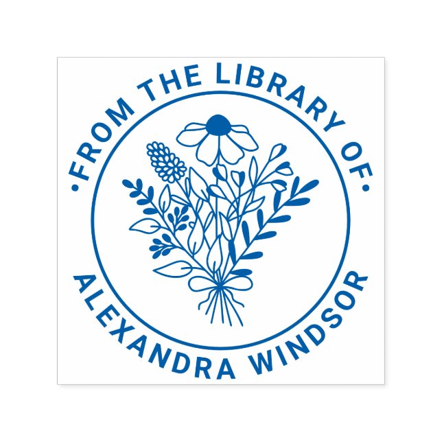 Sello Automático Flores silvestres Bouquet #1 Nombre del libro de l (Diseño)