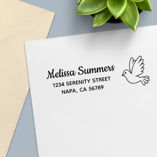 Sello Automático Flying Cartoon Dove Bird Return Address (Subido por el creador)