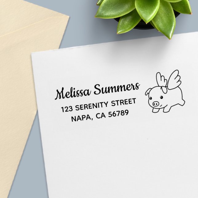 Sello Automático Flying Pig - Piglet with Wings Address (Subido por el creador)