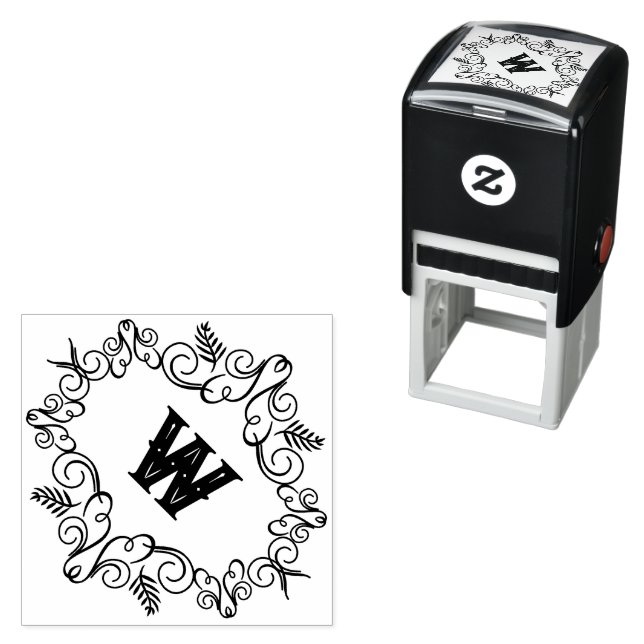 Sello Automático Foliage Festiage Art Deco Monograma Vintage (In Situ)