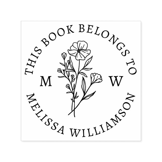 Sello Automático Folleto de la biblioteca inicial florística botáni (Diseño)