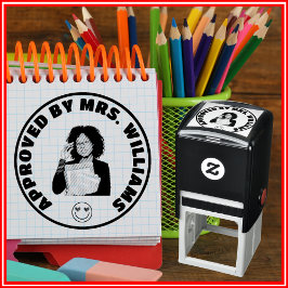 Sello Automático Foto de cara personalizada del profesor aprobado