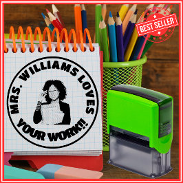 Sello Automático Foto de Cara Personalizada del Profesor Aprueba tu