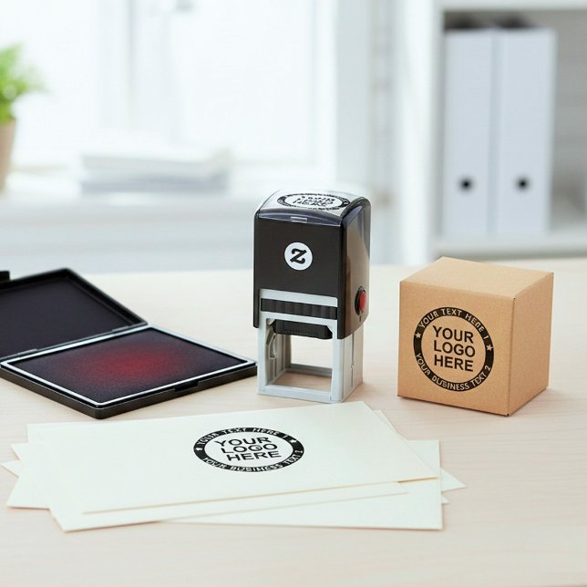 Sello Automático Frame Logo Stamp. Custom Round Brand Business Name (logo stamp custom print your logo here)