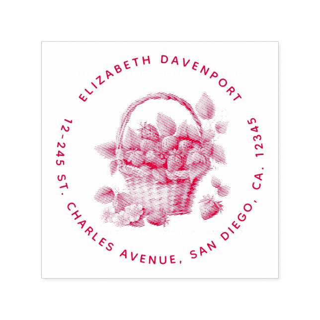 Sello Automático Fresas frescas en una canasta de mimbre (Diseño)