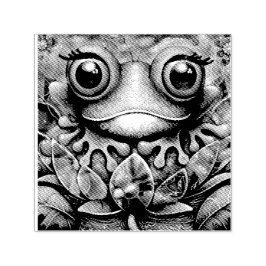 Sello Automático Frog Whimsical Abstract Pintura Art Floral Verde