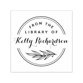 Sello Automático From The Library Of | Round Rustic Script & Branch