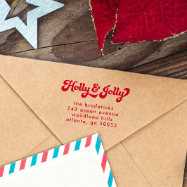 Sello Automático Funky Retro Holly Jolly Navidades Dirección de Reg