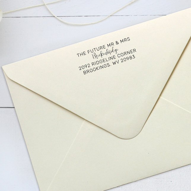 Sello Automático Futuro Sr Sra Script Direcciones de Devolución de  (Wedding Invitation Return Address Self-Inking Stamp)