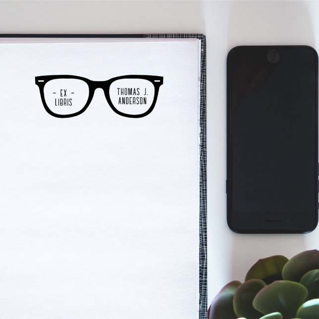Sello Automático Gafas retro divertidas Nombre personalizado Ex Bib (Subido por el creador)