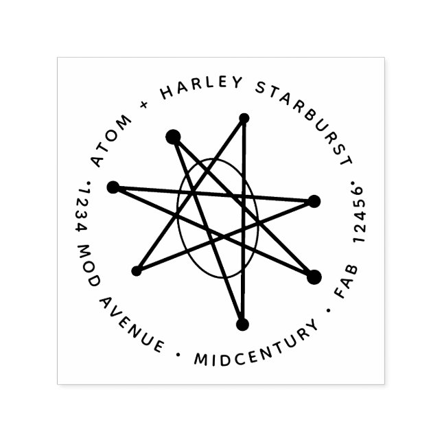 Sello Automático Galaxia de estreno atómico moderno de medio siglo  (Diseño)