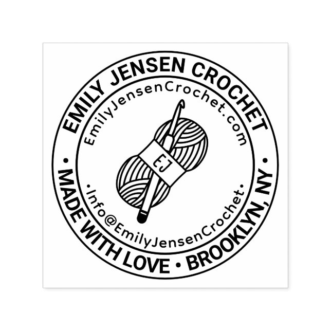 Sello Automático Gancho de ganchillo Hilo Nombre del negocio Ubicac (Diseño)