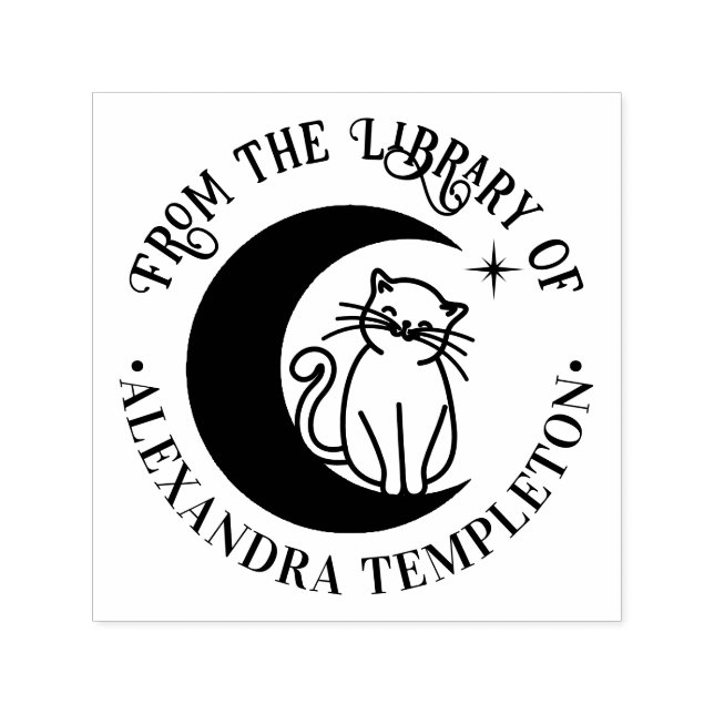 Sello Automático Gato #3 en el nombre del libro de la biblioteca de (Diseño)