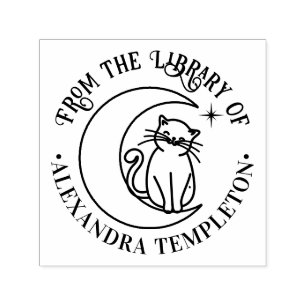 Sello Automático Gato #3B En una Luna Creciente Nombre del libro de