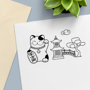 Sello Automático Gato afortunado japonés Maneki Neko