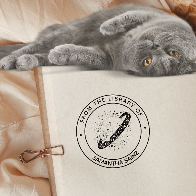 Sello Automático Gato Espacial De la Biblioteca De Libro (Subido por el creador)