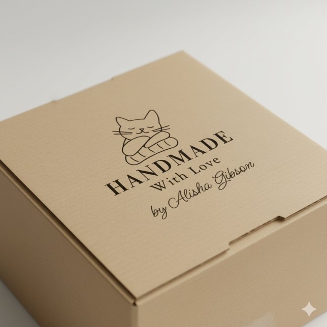 Sello Automático Gato lindo hecho a mano con amor, gran estampilla  (Subido por el creador)