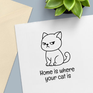 Sello Automático Gato Malhumorado con Texto Personalizado