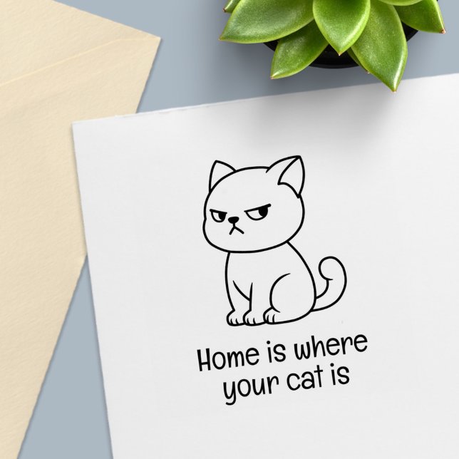 Sello Automático Gato Malhumorado con Texto Personalizado (Subido por el creador)