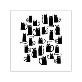 Sello Automático Gato negro lindo