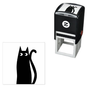 Sello Automático Gato negro lindo