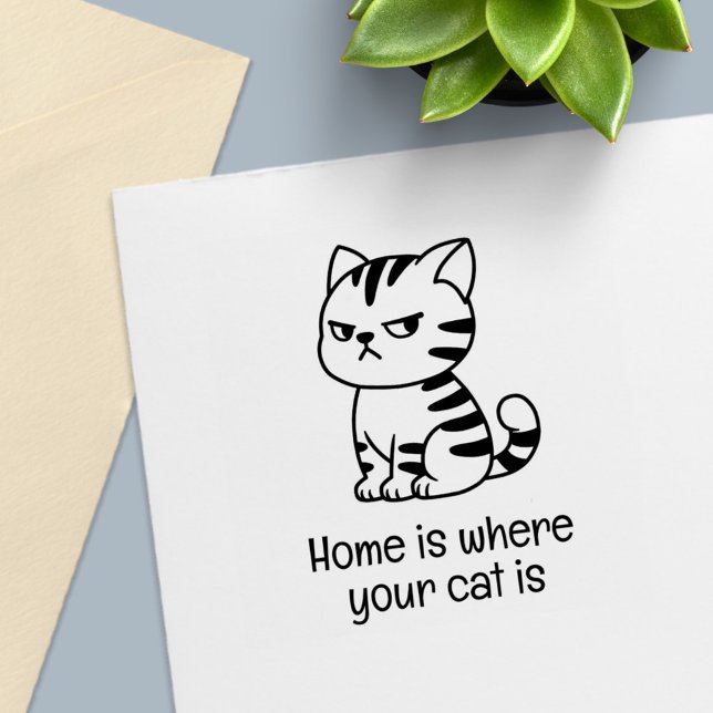 Sello Automático Gato Tabby Malhumorado Texto Personalizado (Subido por el creador)