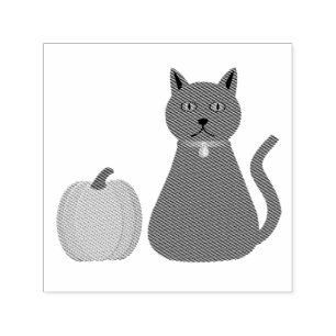 Sello Automático Gato y calabaza de Halloween