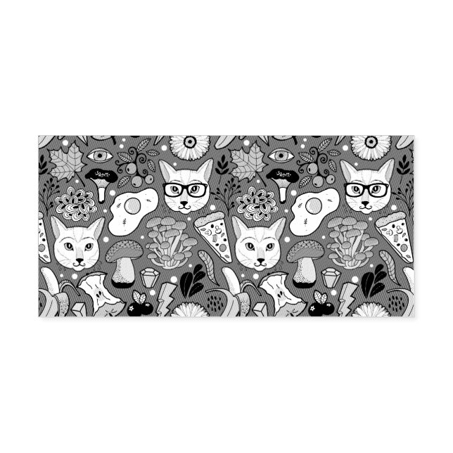 Sello Automático Gato y huevo en rojo (Diseño)